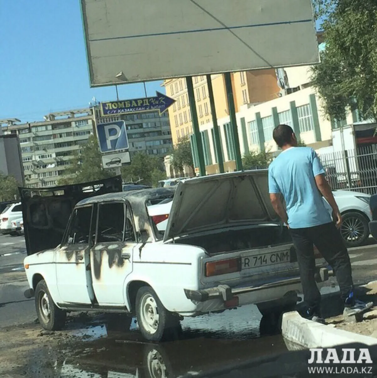 Последствия возгорания автомобиля «Жигули»