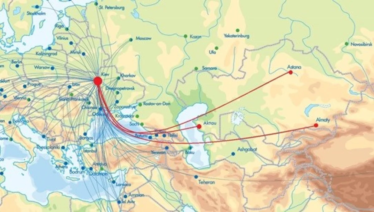 Расстояние между городами Актау-Киев 1716 км