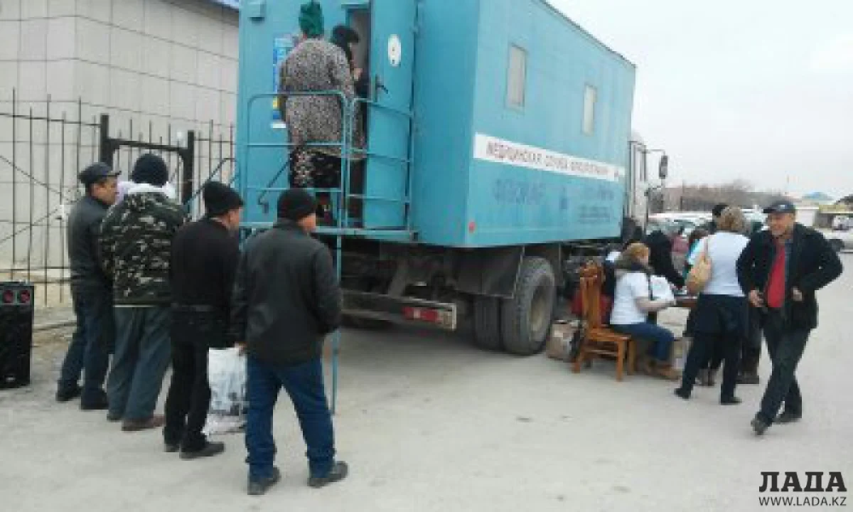 Мигранты проходили обследование в Актау прямо на рабочих местах