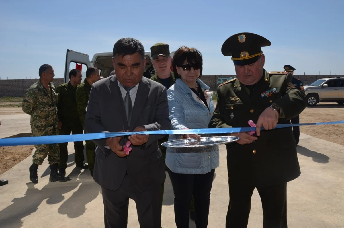 Церемония открытия поста. Фото пресс-центра Службы пожаротушения и аварийно-спасательных работ ДЧС Мангистауской области