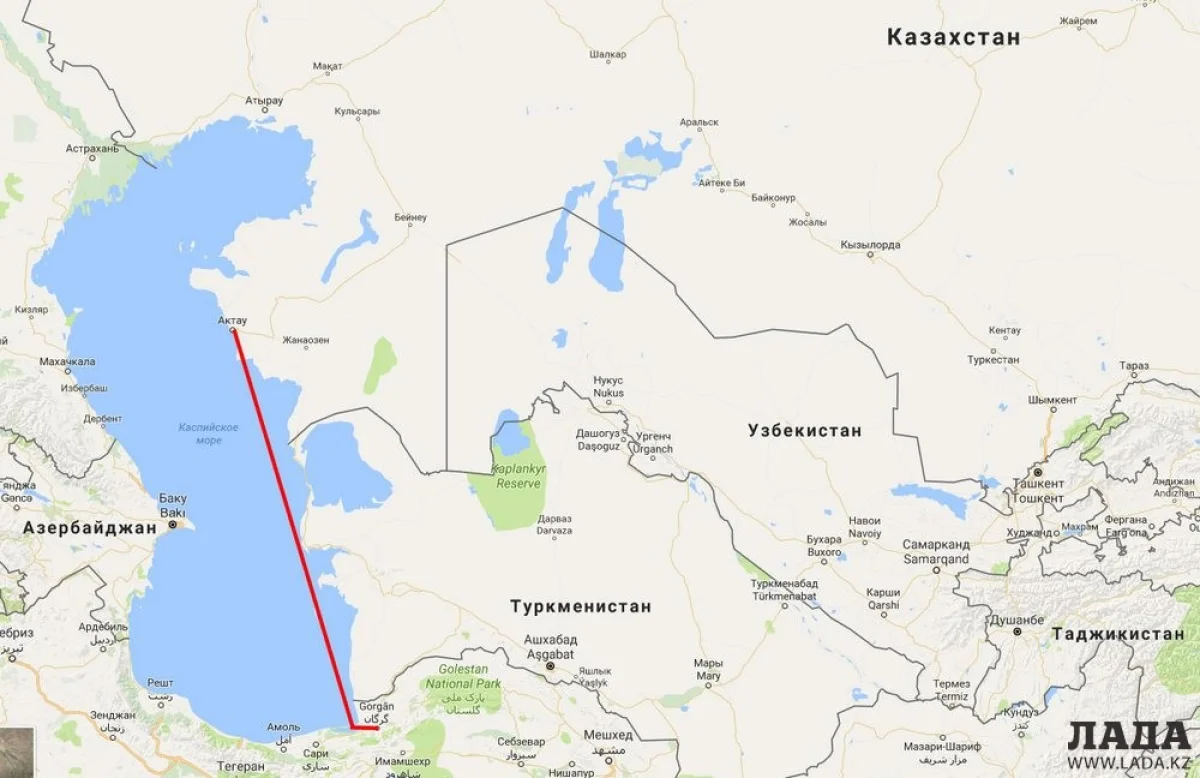 Расстояние между Актау и Горганом составляет 1 251 километр