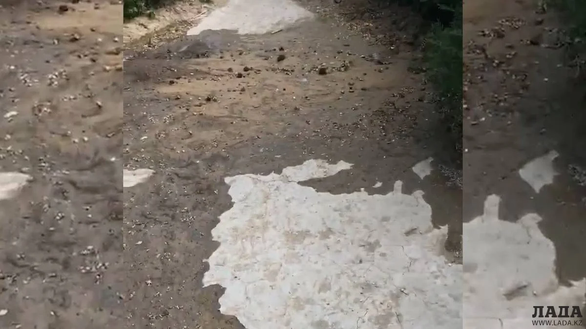 Обильный полив асфальта