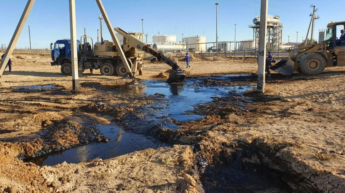 Разлив нефти. Фото предоставлено департаментом экологии