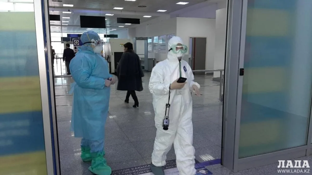 Сотрудники санитарно-карантинного пункта в аэропорту Актау. Фото автора