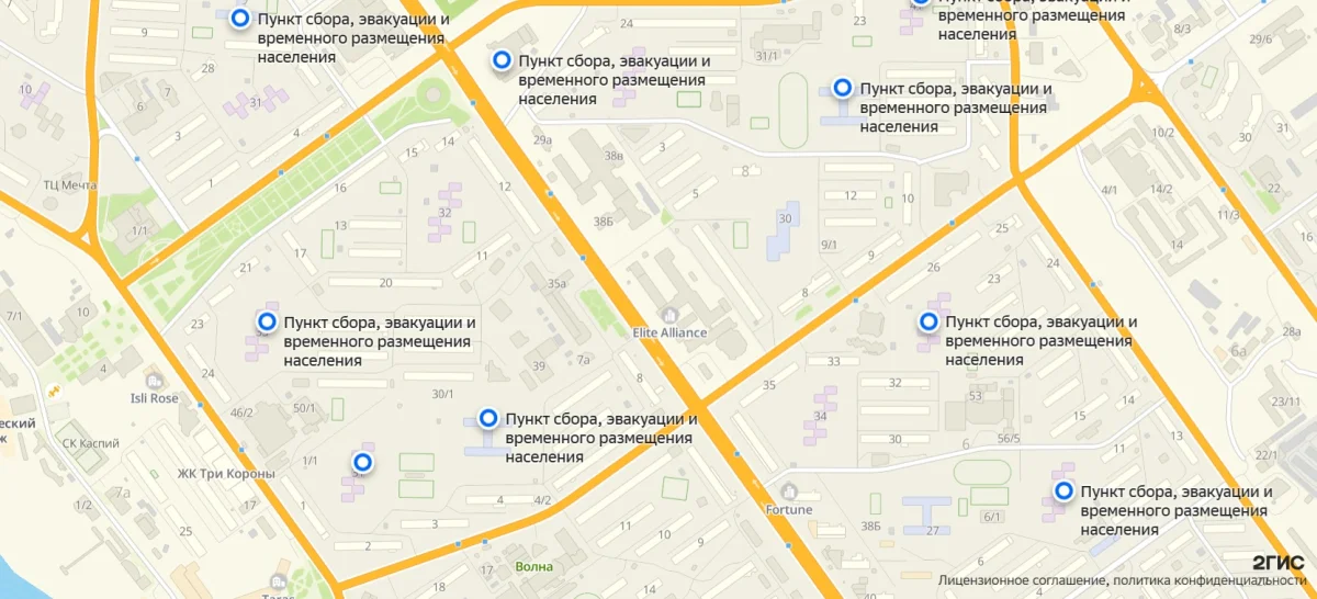 Карта Актау. 2Gis