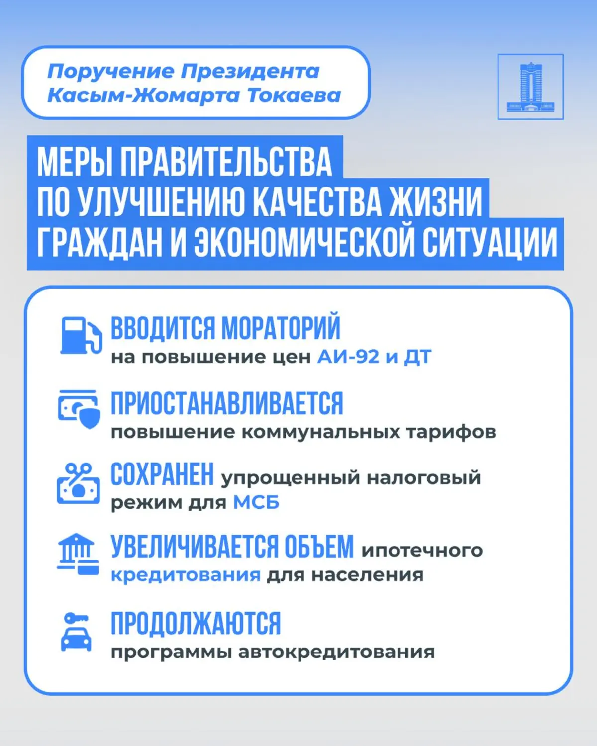 Меры Правительства по исполнению поручений Главы государствмеры Правительства по исполнению поручений Главы государств