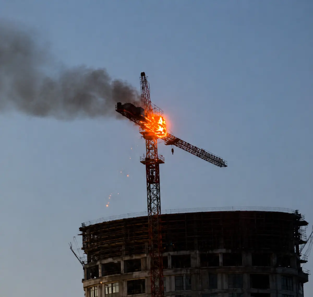 В Актау горел строительный кран