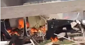 Разобранный автомобиль сгорел в пригороде Актау
