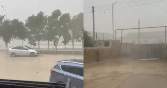 Проливной дождь и шквалистый ветер обрушились на Бейнеу