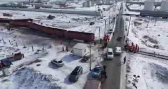 Опубликованы кадры с места крушения поезда в Атырауской области (видео)