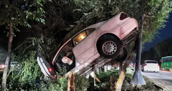 Врезалась в дерево и столб: в Алматы пострадала девушка на Chrysler