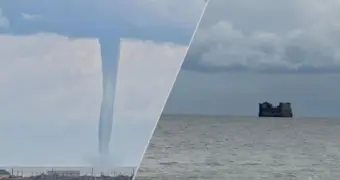 Смерчи на Каспии попали на видео