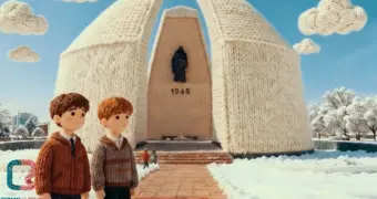 Актау превратили в заснеженный «вязаный» город