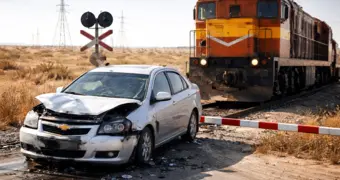 В Актау автоледи столкнулась с тепловозом на железнодорожном переезде