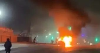 В Мангистау после тройного ДТП сгорел автомобиль