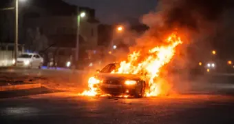 Audi вспыхнула на проезжей части в Актау (видео)