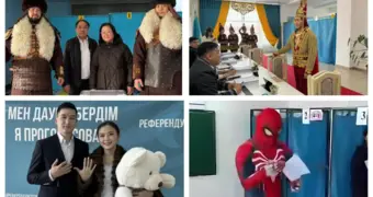 Яркие костюмы и необычные образы: как казахстанцы голосуют на референдуме