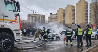 Автомобиль загорелся во время движения в Актау