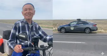 Полицейские из Мангистау оказали помощь велопутешественнику