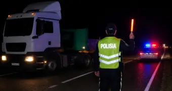Лопнуло колесо на трассе: в Мангистау полиция оказала помощь оказавшемуся в беде водителю