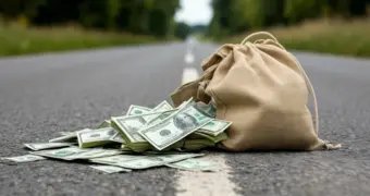 Мешок с 134 млн тенге выпал из инкассаторской машины: нашедшего задержала полиция