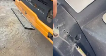 Такого полицейские в Казахстане еще не видели: водитель Shacman управлял номером с помощью троса (видео)