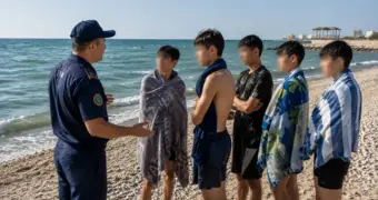 Пятеро подростков не смогли самостоятельно выбраться из моря в Актау