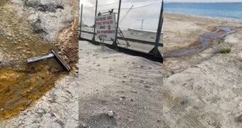 Ржаво-коричневая вода стекает в море у пляжа Курык — жители забили тревогу
