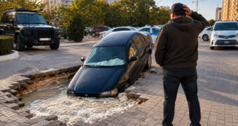 В Актау водитель рассказал, как его автомобиль за считаные секунды оказался в яме