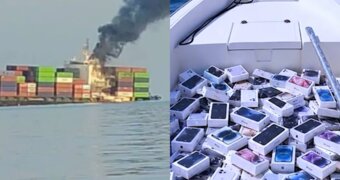«Улов» на миллионы: в Ормузском проливе после крушения судна из воды вылавливают коробки с iPhone