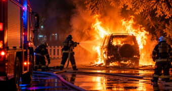 Внедорожник сгорел дотла в Актау