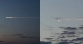 В степи  Казахстана: жителю Актау удалось заснять момент спуска аппарата «Союз МС-26»