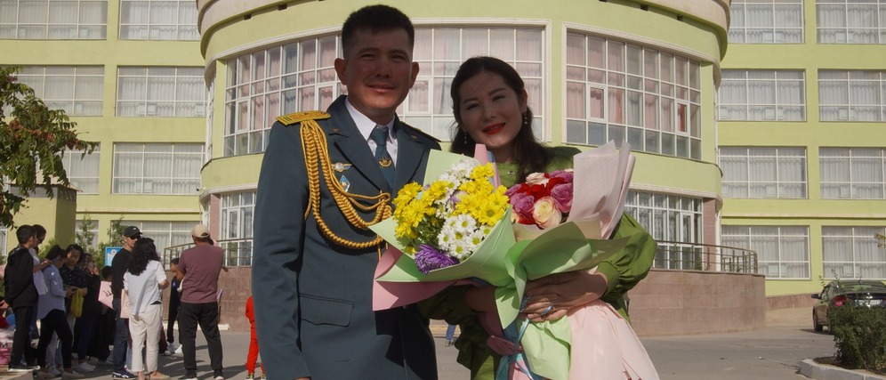 Triplets were born into a military family in Aktau