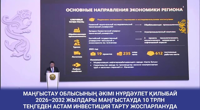 В 2026–2032 годах в Мангистаускую область планируется привлечь более 10 трлн тенге инвестиций