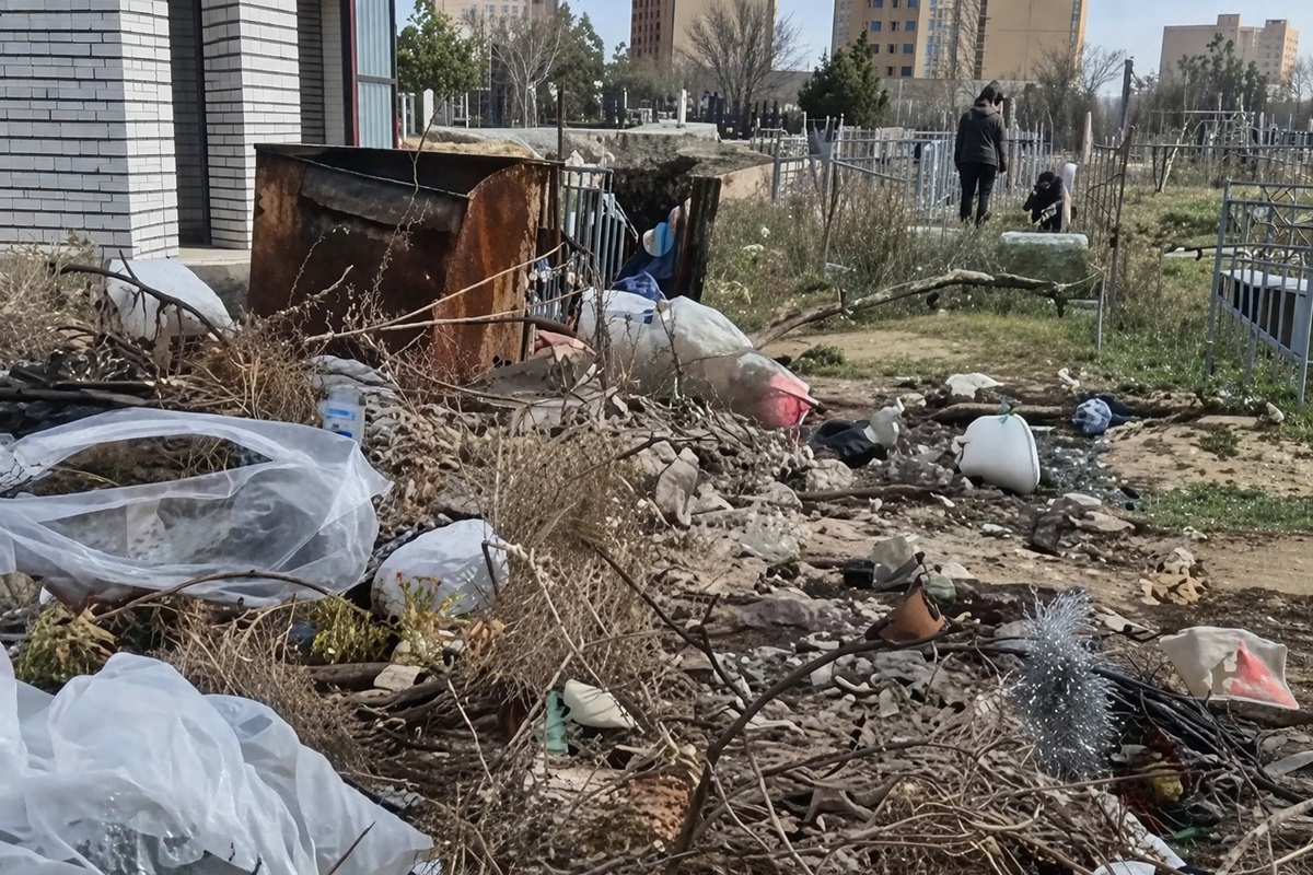 «Мусор не вывозили с осени»: жители Актау жалуются на состояние кладбищ