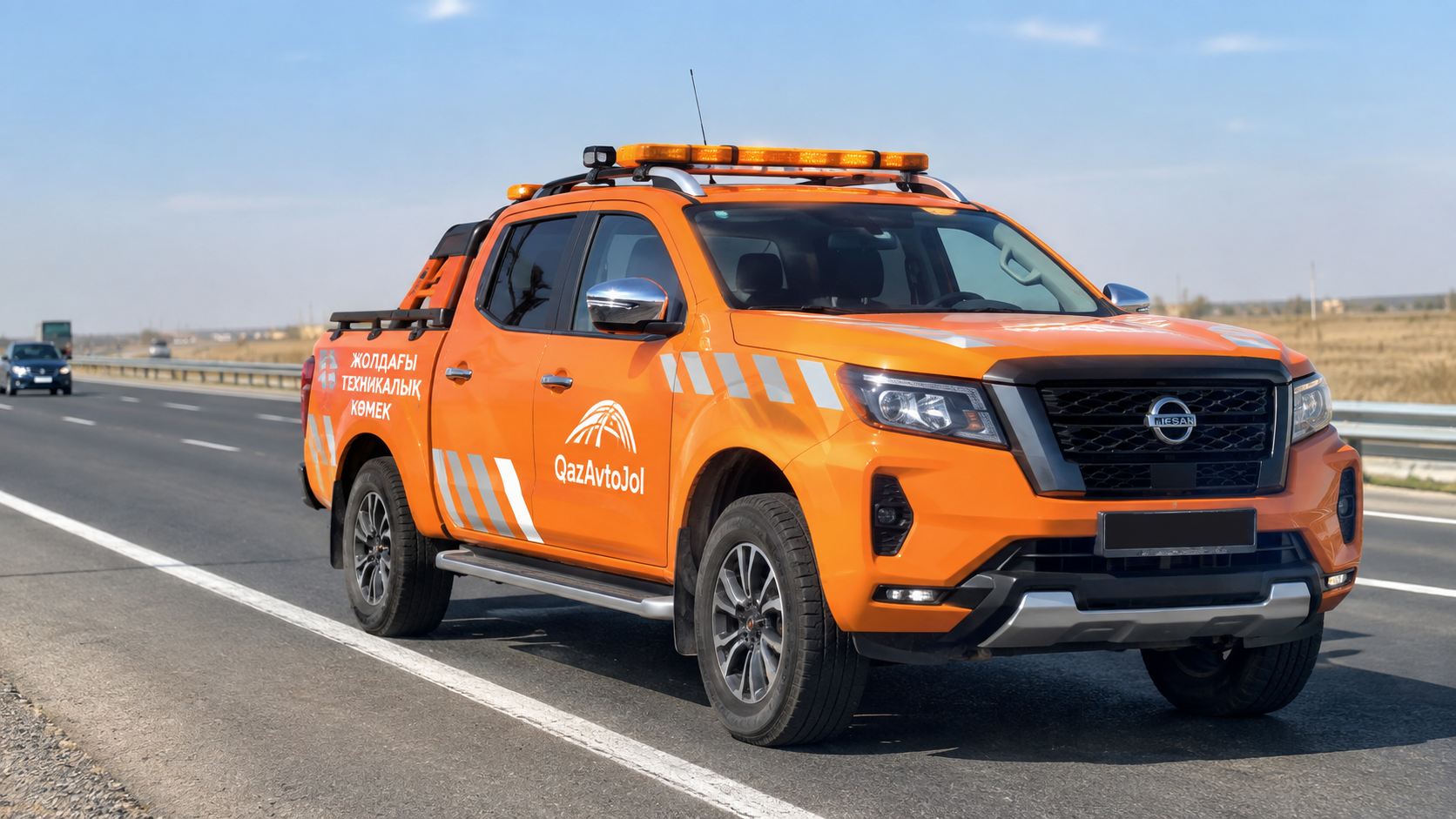 Orange pickup trucks begin patrols to help stranded drivers in Kazakhstan