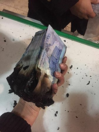 Фото обугленных купюр прокомментировали в ДВД Алматинской области