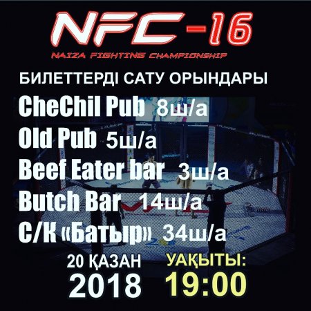 В Актау пройдет международный турнир по боям без правил NFC-16