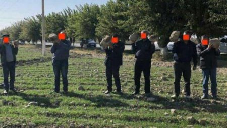 Узбекских чиновников заставили стоять в поле с кусками глины в руках