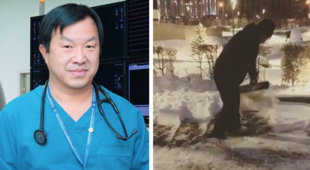 "Каждое утро этот великий человек, Юрий Пя, чистит снег около Кардиохирургического центра"
