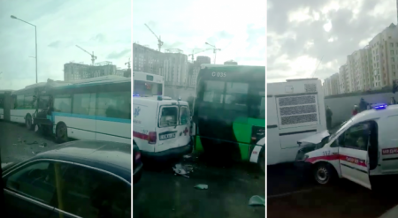 Три автобуса столкнулись в Нур-Султане. Есть жертвы