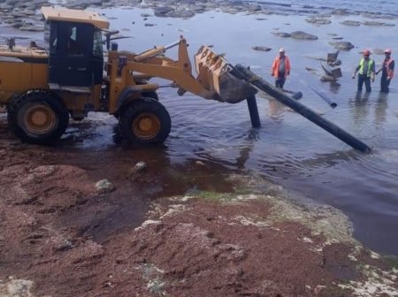 Из воды на побережье 14 микрорайона в Актау убрали трубы