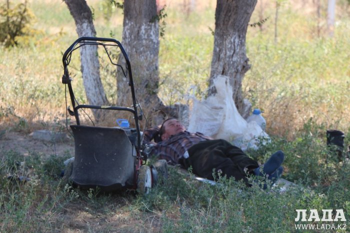 Как происходит полив в парке «Акбота» Актау. Фоторепортаж