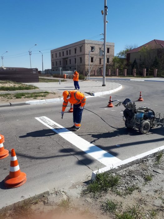 В акимате Актау рассказали о нанесении дорожных разметок