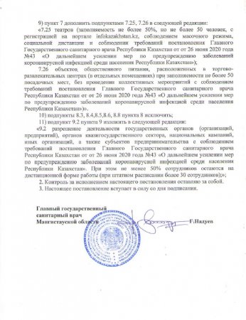 Карантин в Мангистау снова ослабили