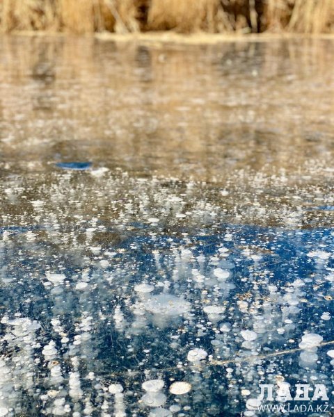Озеро в ущелье Тамшалы покрылось льдом