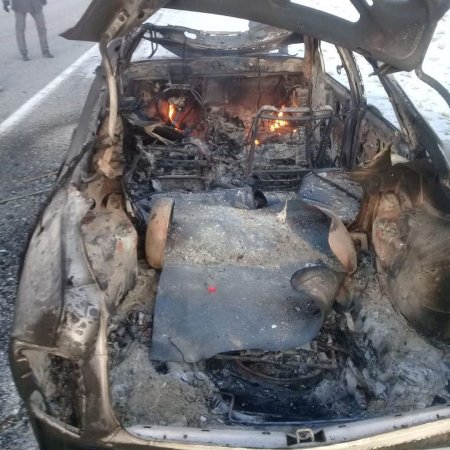 На трассе Актау – Бейнеу сгорел автомобиль