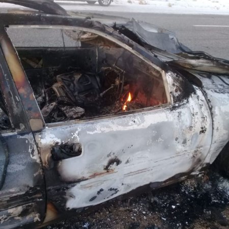 На трассе Актау – Бейнеу сгорел автомобиль