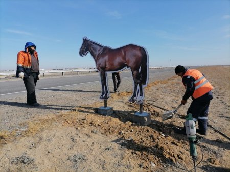 Муляжи животных начали устанавливать на трассах Мангистау