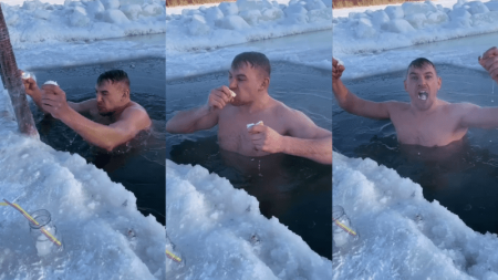 Видео пьющего кумыс в проруби казахстанца стало вирусным в TikTok